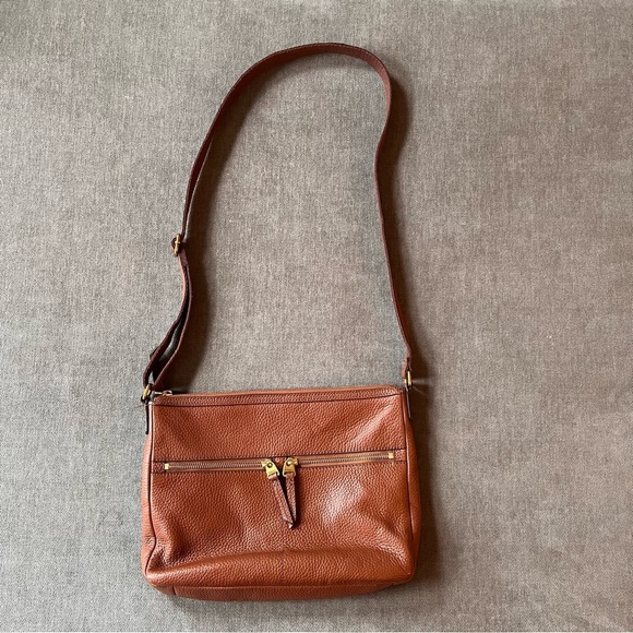 Fossil Elise Brown Leather Crossbody Bag Pebbled Leather Tan - Picture 1 of 6